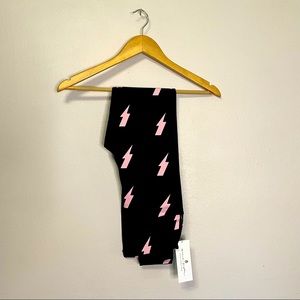 NWT SPIRITUAL GANGSTER High-Waist Lightning Bolt Print Leggings Black Pink